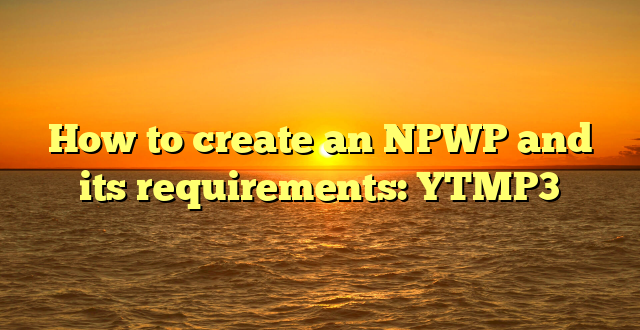 How to create an NPWP and its requirements: YTMP3
